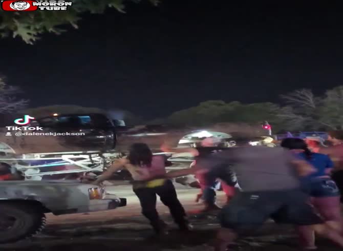 Video :He gets angry and runs over vehicles and people with his monster truck